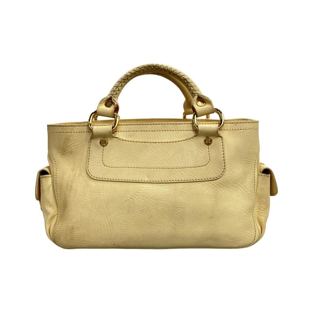 Celine yellow Boogie White leather bag beige pebbled